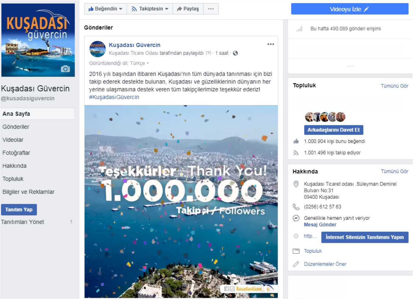 KUŞADASI GÜVERCİN 1.000.000 TAKİPÇİSİ İLE UÇUYOR